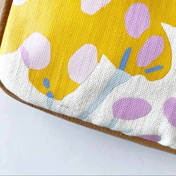 Fossil Preston Crossbody Colorful Botanical Print Leather Trim Expandable Spring - Picture 12 of 13